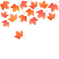 Border from falling maple leaves. Autumn decoration.