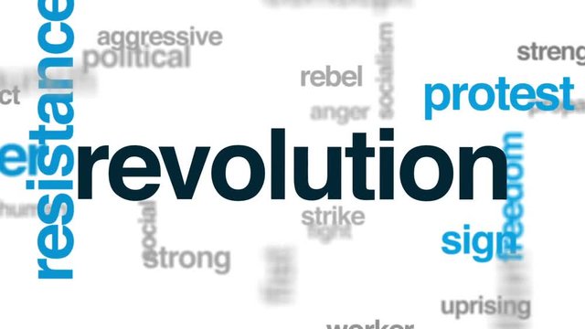 Revolution animated word cloud, text design animation.