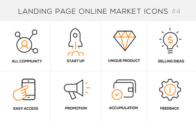 Flat line design concept icons for online shopping, website banner and landing page