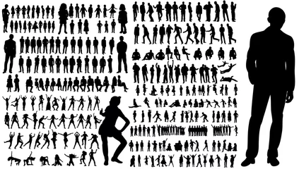 Fotobehang  collection of silhouettes of people men and women © zolotons