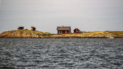 Swedish cottages off the Swedish coast in Varberg