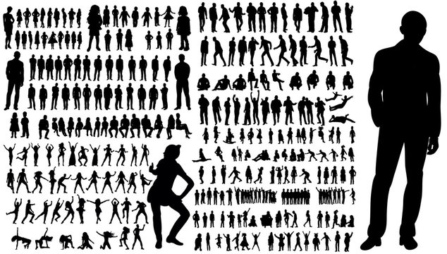  collection of silhouettes of people men and women