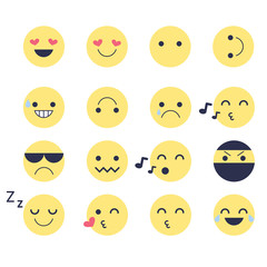 Set emotions icons for applications and chat. Emoticons with different emotions isolated on white background.
