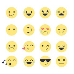 Set emotions icons for applications and chat. Emoticons with different emotions isolated on white background.