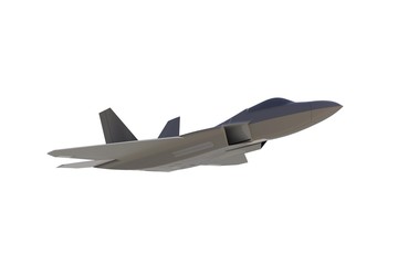 Fototapeta na wymiar Below view of F22, american military fighter plane on white background, 3D rendering