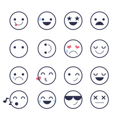 Set emotions icons for applications and chat. Emoticons with different emotions isolated on white background.