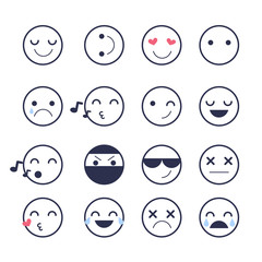 Set emotions icons for applications and chat. Emoticons with different emotions isolated on white background.