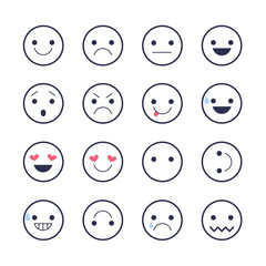 Set emotions icons for applications and chat. Emoticons with different emotions isolated on white background.