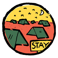 Picture of  camping, dusk. Nature and resting.