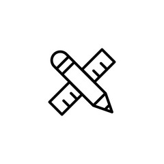 pencil and rule line black icon