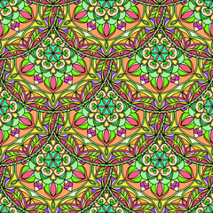 Vector Seamless Floral Mandala Pattern
