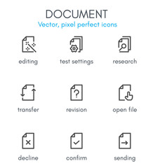 Document theme, line icon set