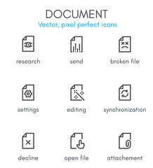 Document theme, line icon set