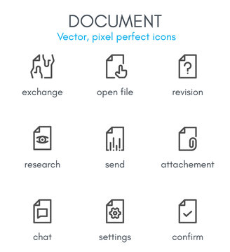 Document theme, line icon set
