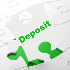Banking concept: Deposit on puzzle background