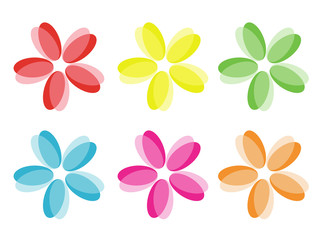 Set of colorful flower isolated on white background