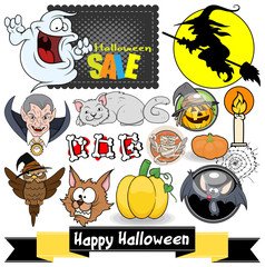 Vector Set of Halloween Graphics and Characters