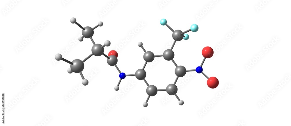 Wall mural Flutamide molecular structure isolated on white