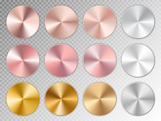 Conic gradients with a metal texture on a transparent background
