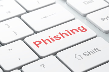 Security concept: Phishing on computer keyboard background