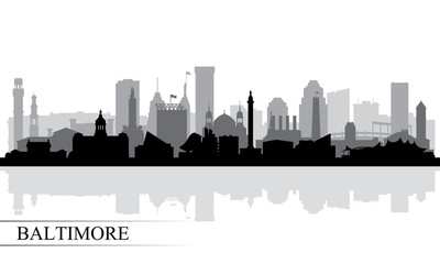 Baltimore city skyline silhouette background - obrazy, fototapety, plakaty