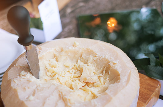 Parmesan Shaved And Cheese Wheel To Eat