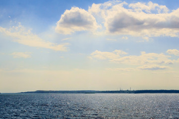 River and sky, summer landscape.