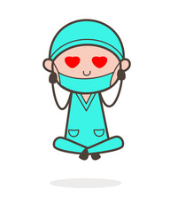 Obraz premium Cartoon Dentist Face with Heart-Eyes Vector Illustration