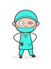 Naughty Surgeon Winking-Eye Face Vector Illustration