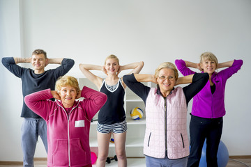 Group of seniors doing exercises