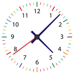 Clock icon design. Vector office clock icon with shadow. Seven o'clock