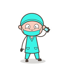Cartoon Surgeon Talking on Phone with Client Vector Concept
