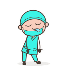 Fototapeta premium Cartoon Surgeon Doctor Sleepy Face Vector Illustration