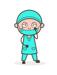 Cartoon Emotional Physiatrist Doctor Sad Face Vector