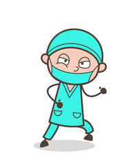 Cartoon Adult Surgeon Running Pose Vector Illustration