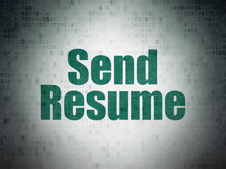 Finance concept: Send Resume on Digital Data Paper background