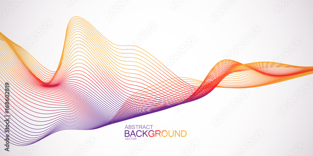 Poster 3d abstract colorful wireframe wave.