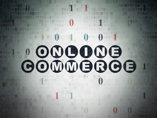 Business concept: Online Commerce on Digital Data Paper background