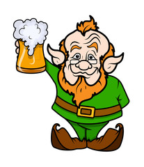 Old Leprechaun Holding a Beer Glass