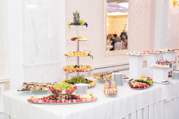 Buffet with a variety of delicious sweets, food ideas, celebration
