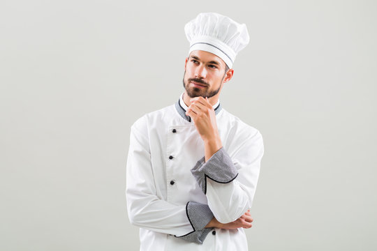 Chef is thinking what to cook.