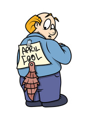 April Fool Sticker on Old Man Back