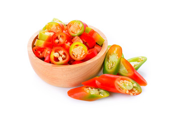 Colorful peppers on white