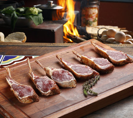 Raw lamb's rib