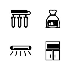 Aquarium accessories. Simple Related Vector Icons Set for Video, Mobile Apps, Web Sites, Print Projects and Your Design. Black Flat Illustration on White Background.