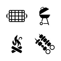 Barbecue. Simple Related Vector Icons Set for Video, Mobile Apps, Web Sites, Print Projects and Your Design. Black Flat Illustration on White Background.