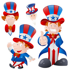 Patriotic Uncle Sam Characters Vectors