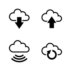 Data Synchronisation. Simple Related Vector Icons Set for Video, Mobile Apps, Web Sites, Print Projects and Your Design. Black Flat Illustration on White Background.