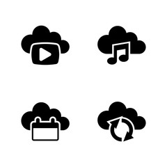 Data synchronisation. Simple Related Vector Icons Set for Video, Mobile Apps, Web Sites, Print Projects and Your Design. Black Flat Illustration on White Background.