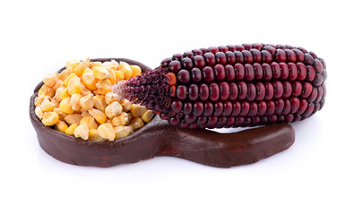 Corn kernels isolated on white background.